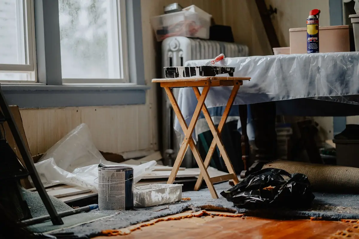 A room under renovation showing the kind of any-condition house a cash buyer takes on